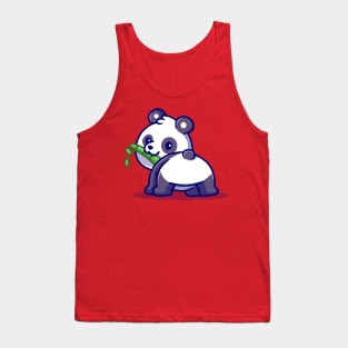 Cute Baby Panda Eating Bamboo Cartoon Tank Top